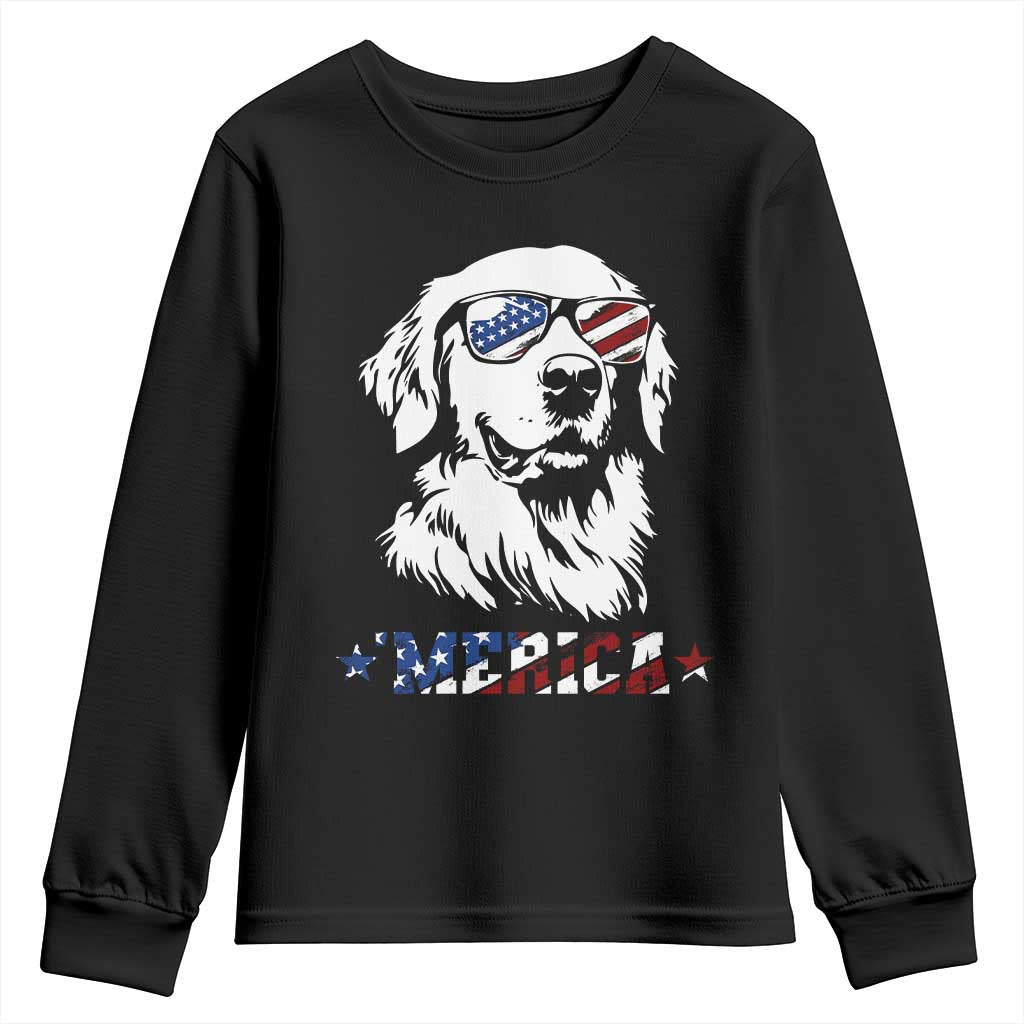 Merica Golden Retriever Youth Sweatshirt 4th of July Dog Patriotic Dog Mom - Wonder Print Shop