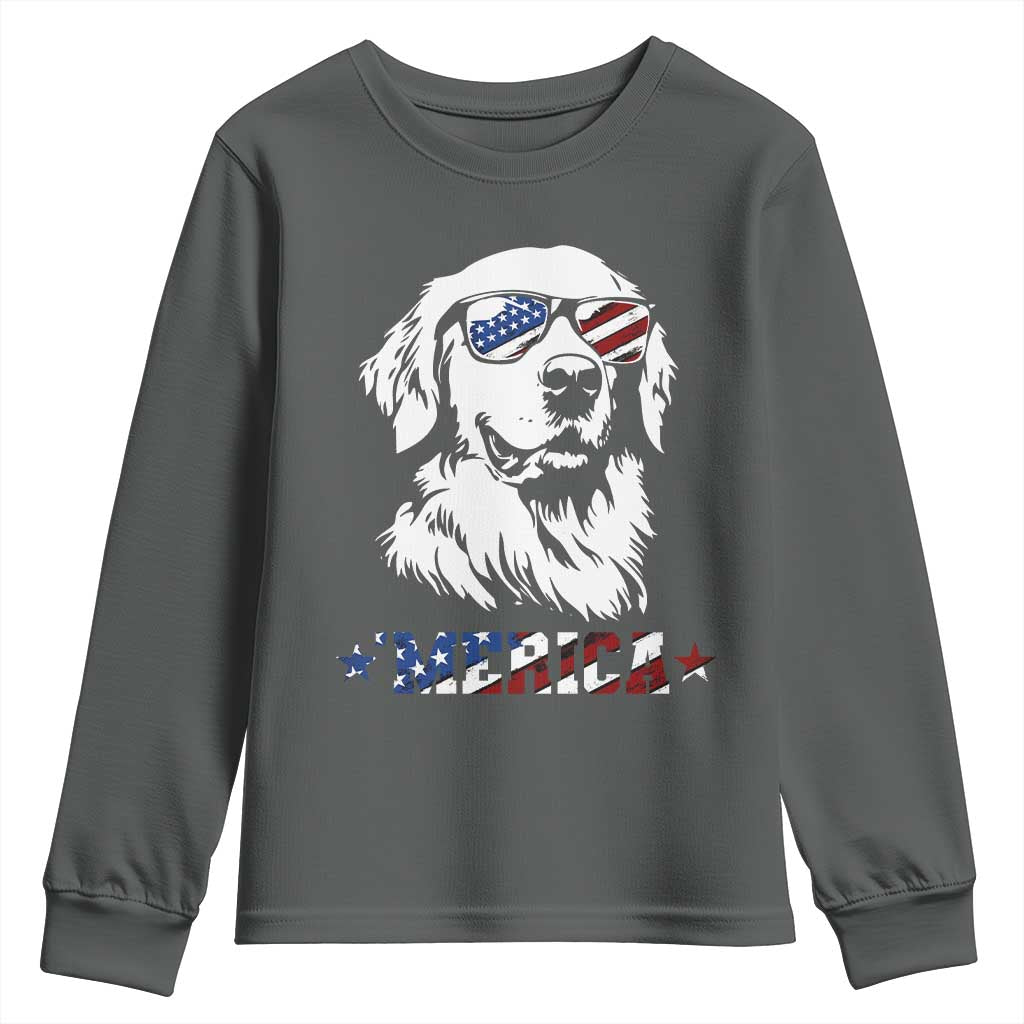 Merica Golden Retriever Youth Sweatshirt 4th of July Dog Patriotic Dog Mom - Wonder Print Shop