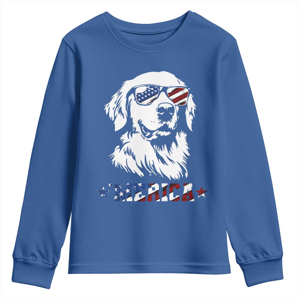 Merica Golden Retriever Youth Sweatshirt 4th of July Dog Patriotic Dog Mom - Wonder Print Shop