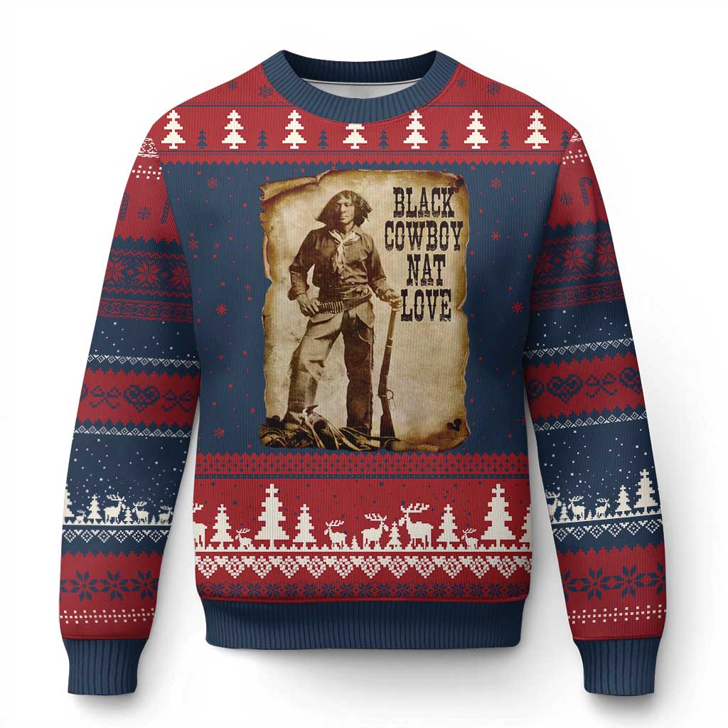 Black Cowboy Nat Love Ugly Christmas Sweater African American Western Rodeo Melanin Black History Texas - Wonder Print Shop