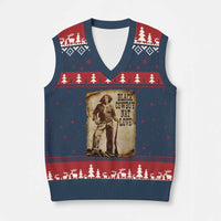 Black Cowboy Nat Love V-Neck Knit Sweater Vest African American Western Rodeo Melanin Black History Texas - Wonder Print Shop