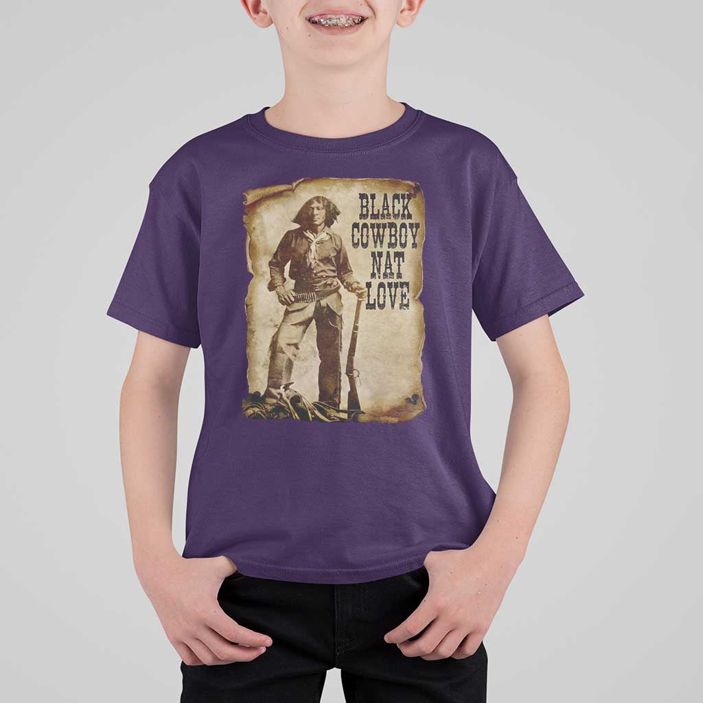 Black Cowboy Nat Love T Shirt For Kid African American Western Rodeo Melanin Black History Texas - Wonder Print Shop