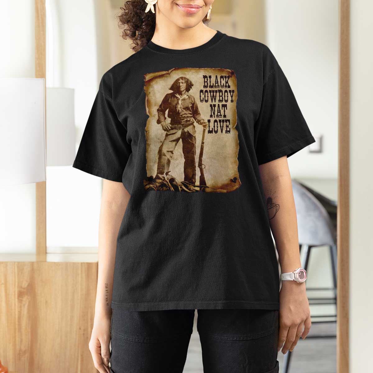 Black Cowboy Nat Love T Shirt For Women African American Western Rodeo Melanin Black History Texas - Wonder Print Shop