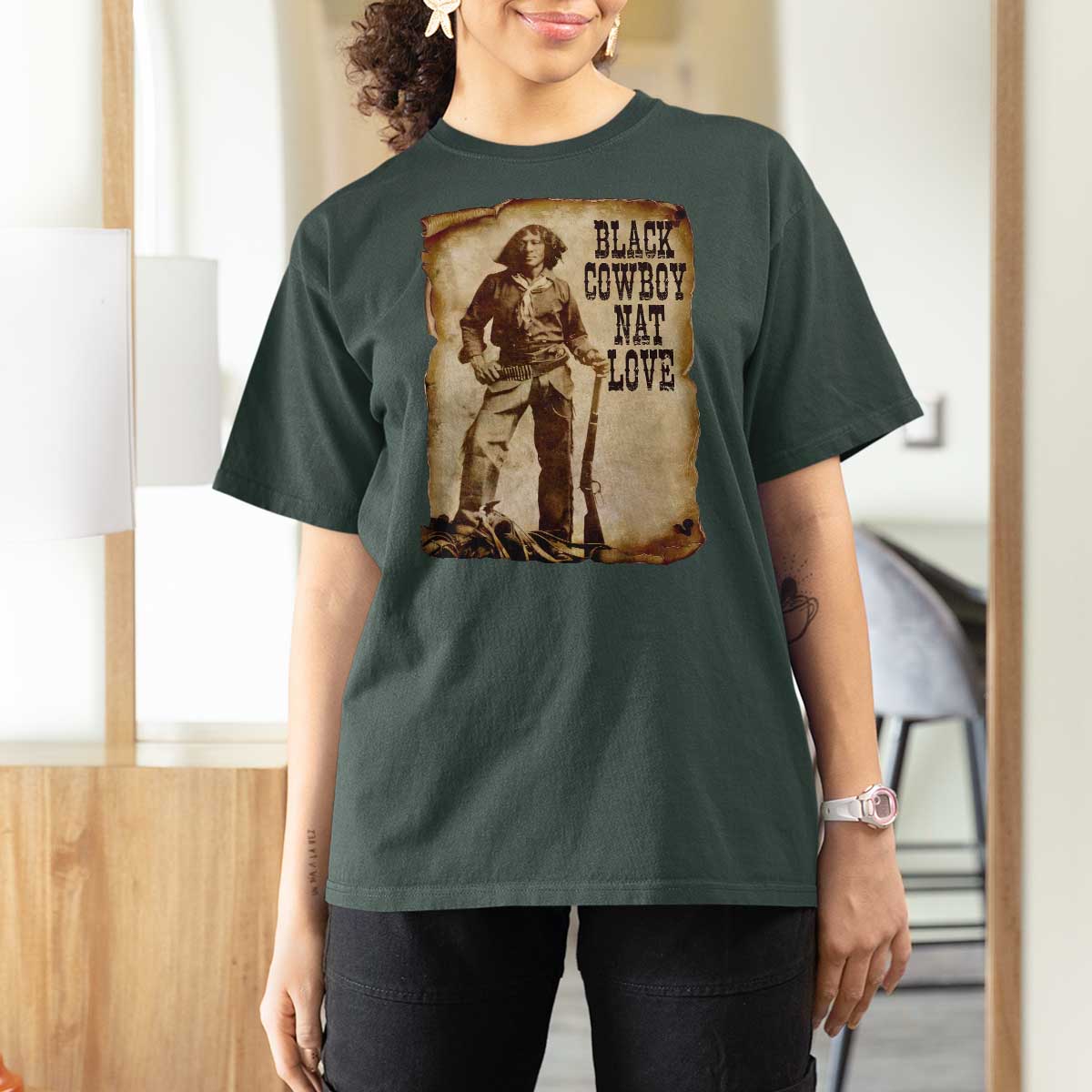 Black Cowboy Nat Love T Shirt For Women African American Western Rodeo Melanin Black History Texas - Wonder Print Shop
