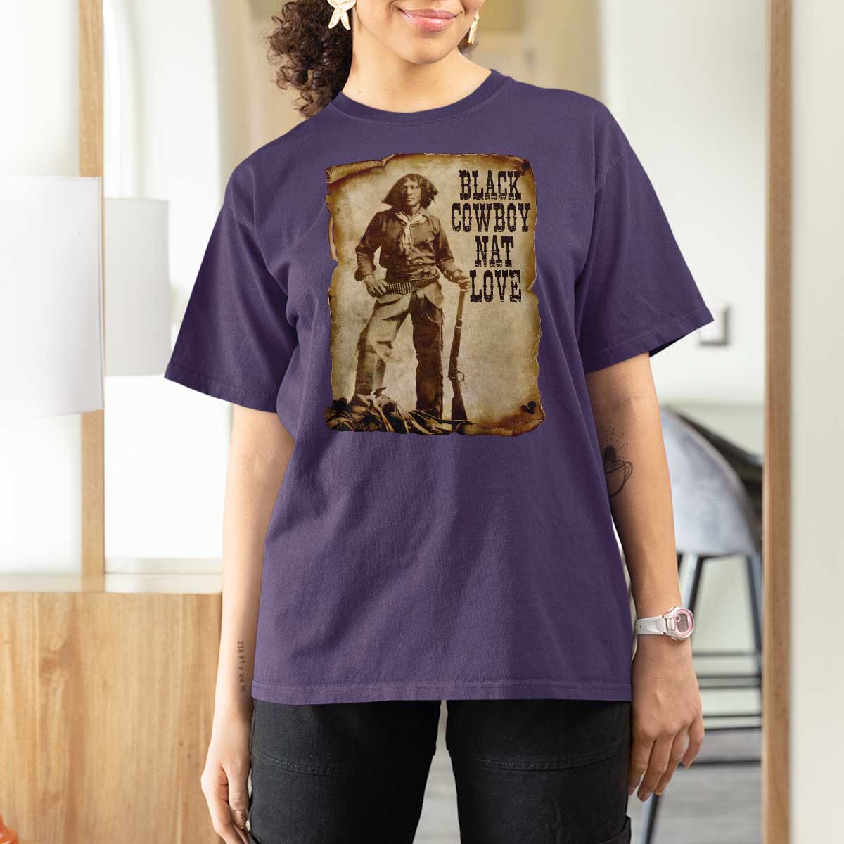 Black Cowboy Nat Love T Shirt For Women African American Western Rodeo Melanin Black History Texas - Wonder Print Shop