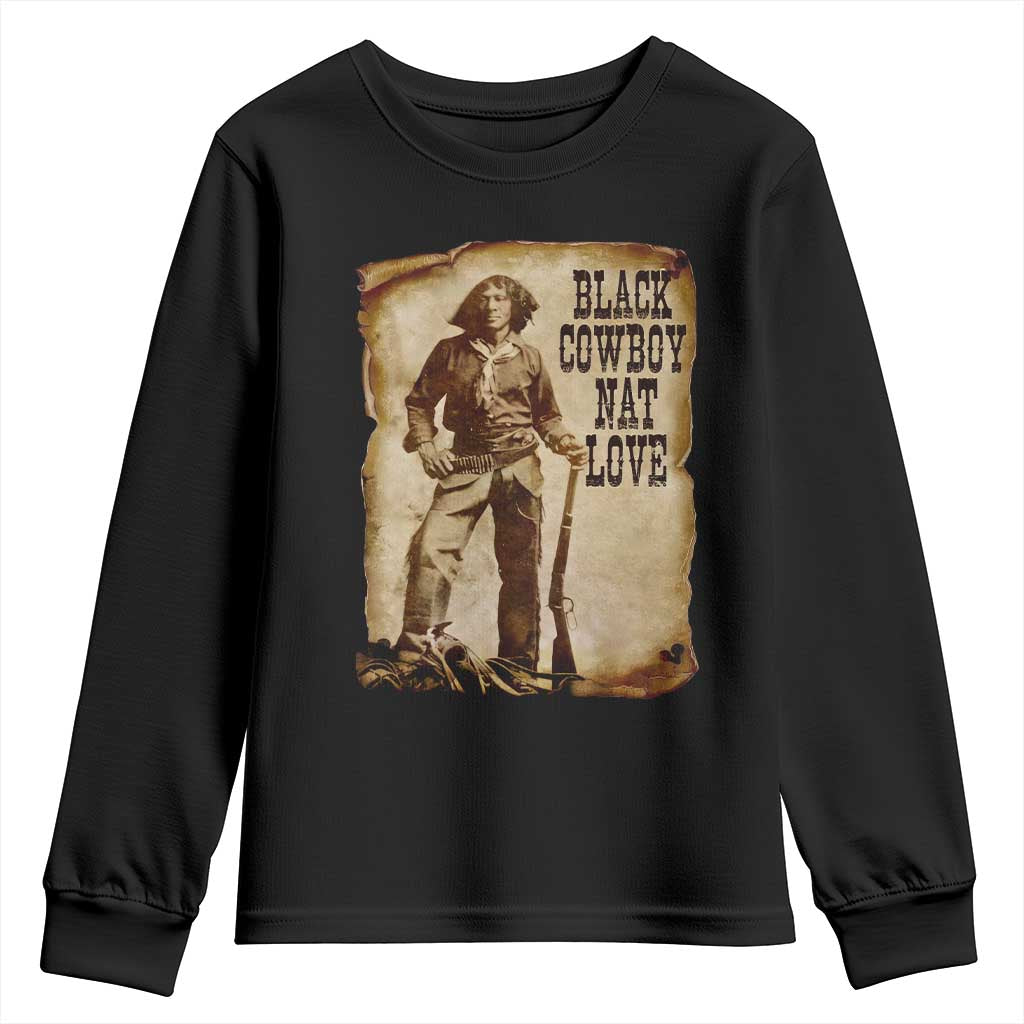 Black Cowboy Nat Love Youth Sweatshirt African American Western Rodeo Melanin Black History Texas - Wonder Print Shop