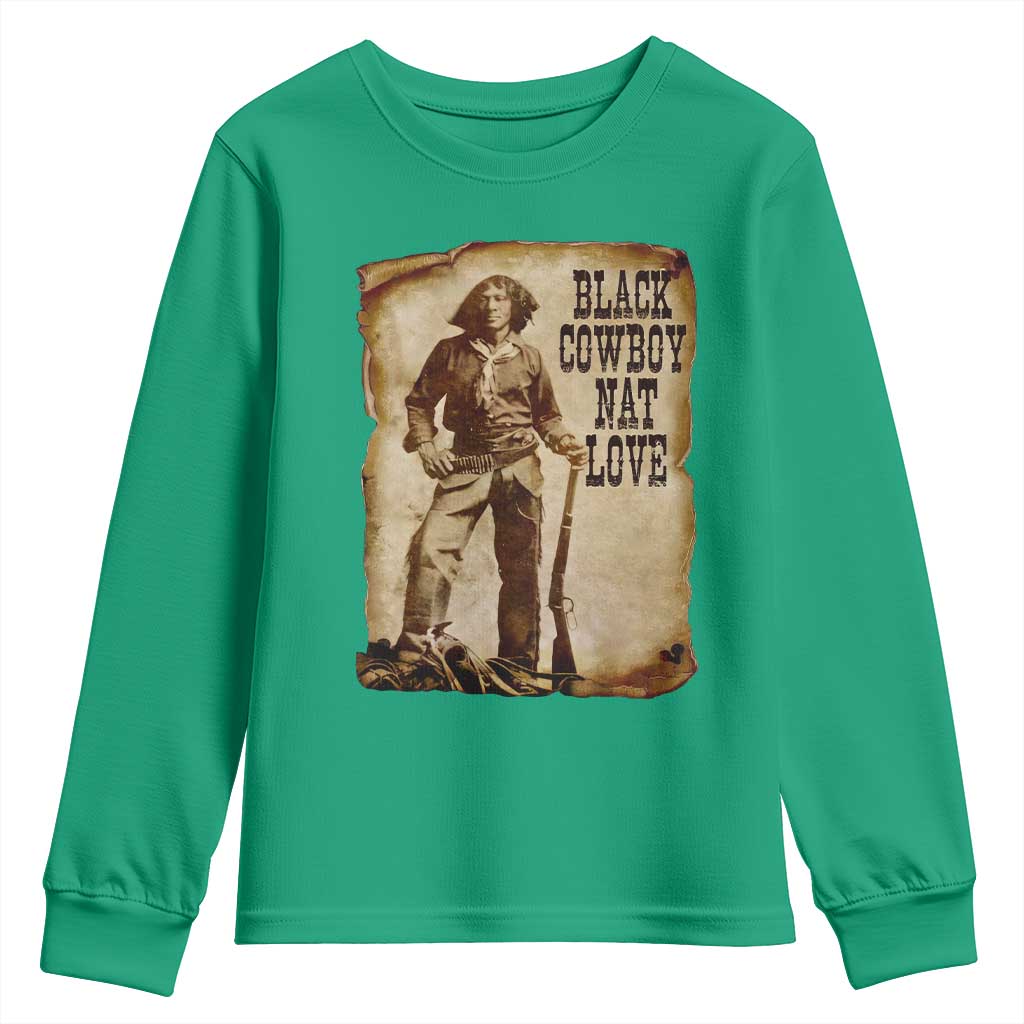 Black Cowboy Nat Love Youth Sweatshirt African American Western Rodeo Melanin Black History Texas - Wonder Print Shop