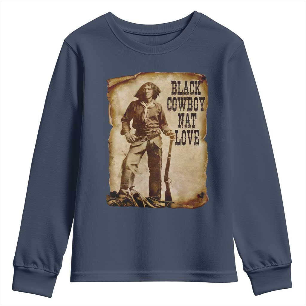 Black Cowboy Nat Love Youth Sweatshirt African American Western Rodeo Melanin Black History Texas - Wonder Print Shop