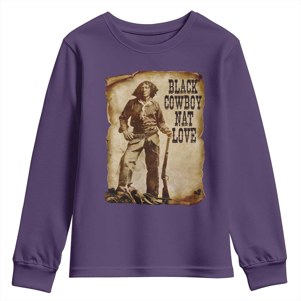 Black Cowboy Nat Love Youth Sweatshirt African American Western Rodeo Melanin Black History Texas - Wonder Print Shop
