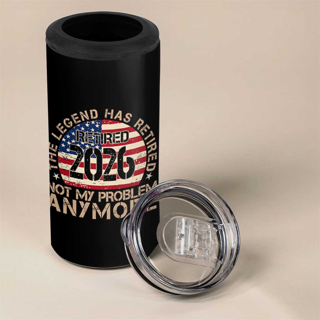 The Legend Has Retired 2026 4 in 1 Can Cooler Tumbler Not My Problem Anymore American Flag Coworker Retirement Gifts