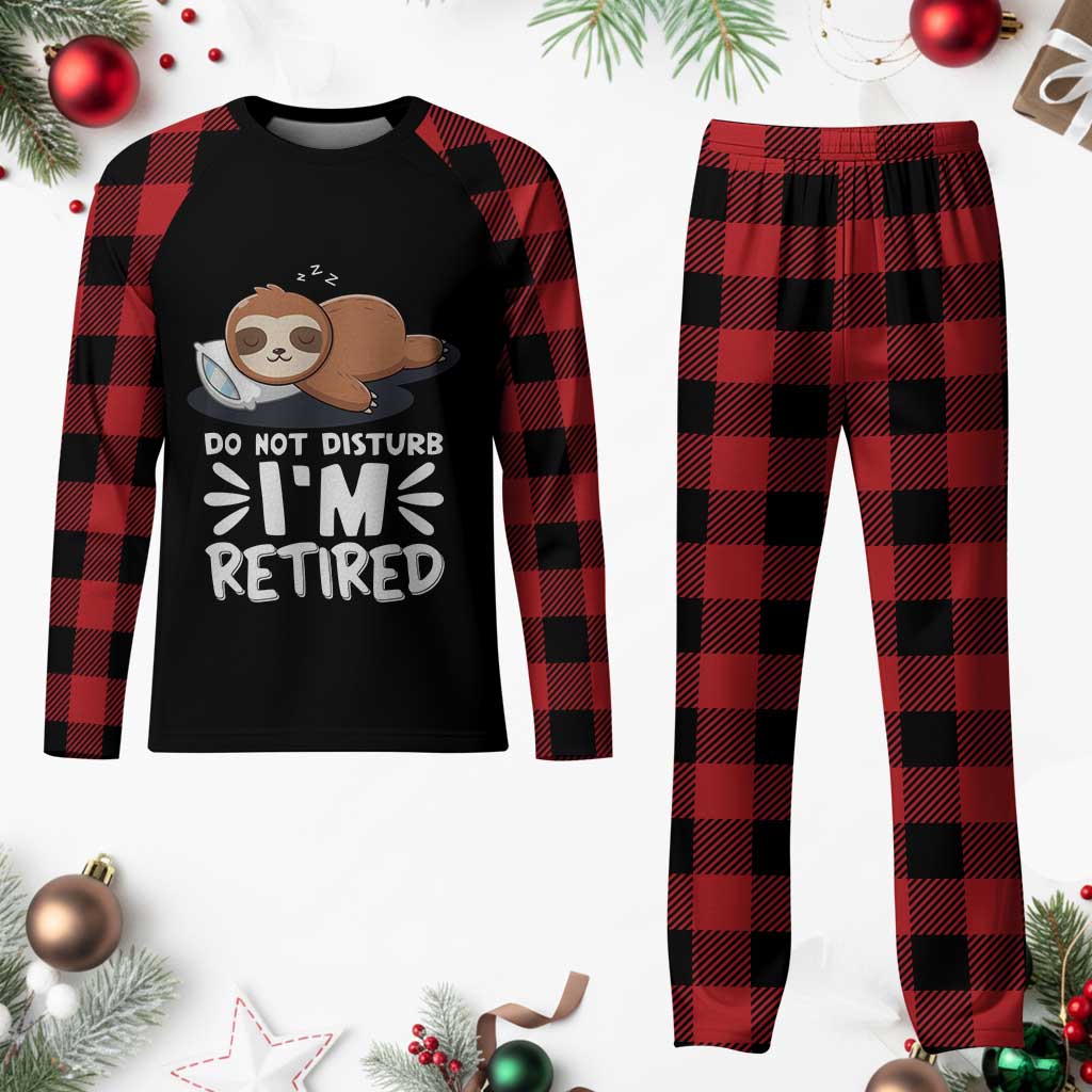 Funny Retirement Gifts Plaid Pajama Set Do Not Disturb Im Retired Sloth