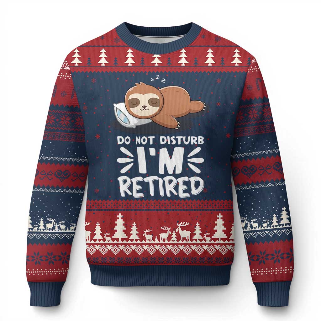 Funny Retirement Gifts Ugly Christmas Sweater Do Not Disturb Im Retired Sloth