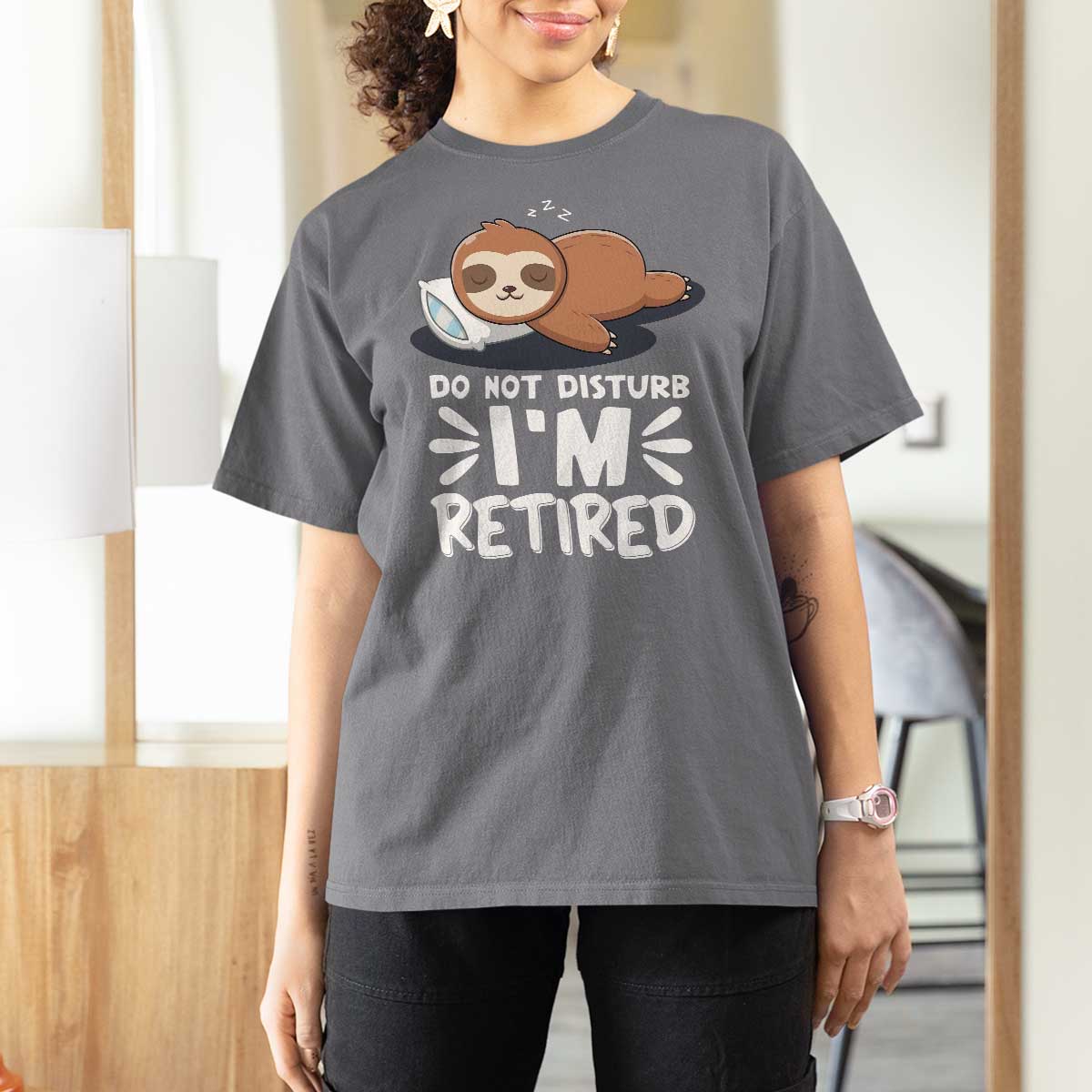 Funny Retirement Gifts T Shirt For Women Do Not Disturb Im Retired Sloth