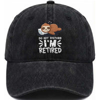 Funny Retirement Gifts Washed Cotton Baseball Cap Do Not Disturb Im Retired Sloth