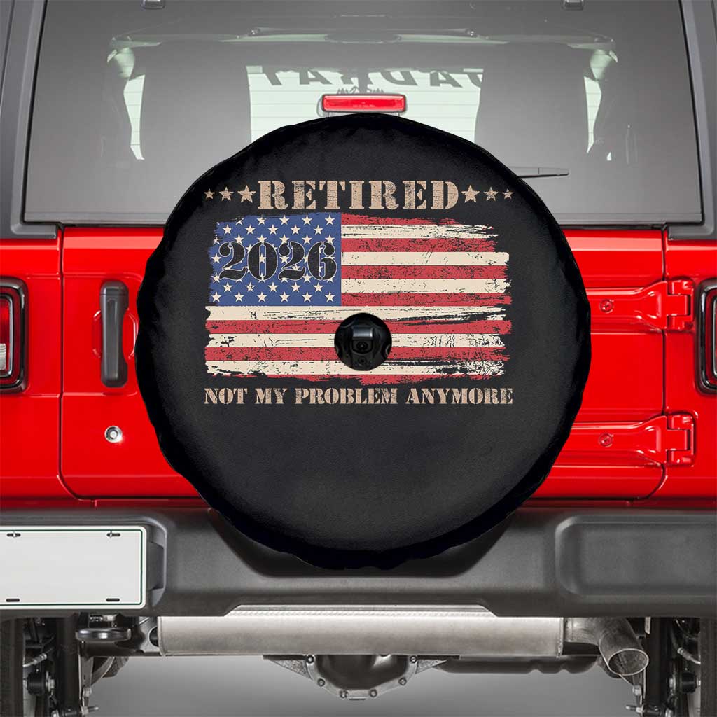 Retirement 2026 Spare Tire Cover Vintage Retired Not My Problem Anymore American Flag