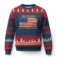 Retirement 2026 Ugly Christmas Sweater Vintage Retired Not My Problem Anymore American Flag