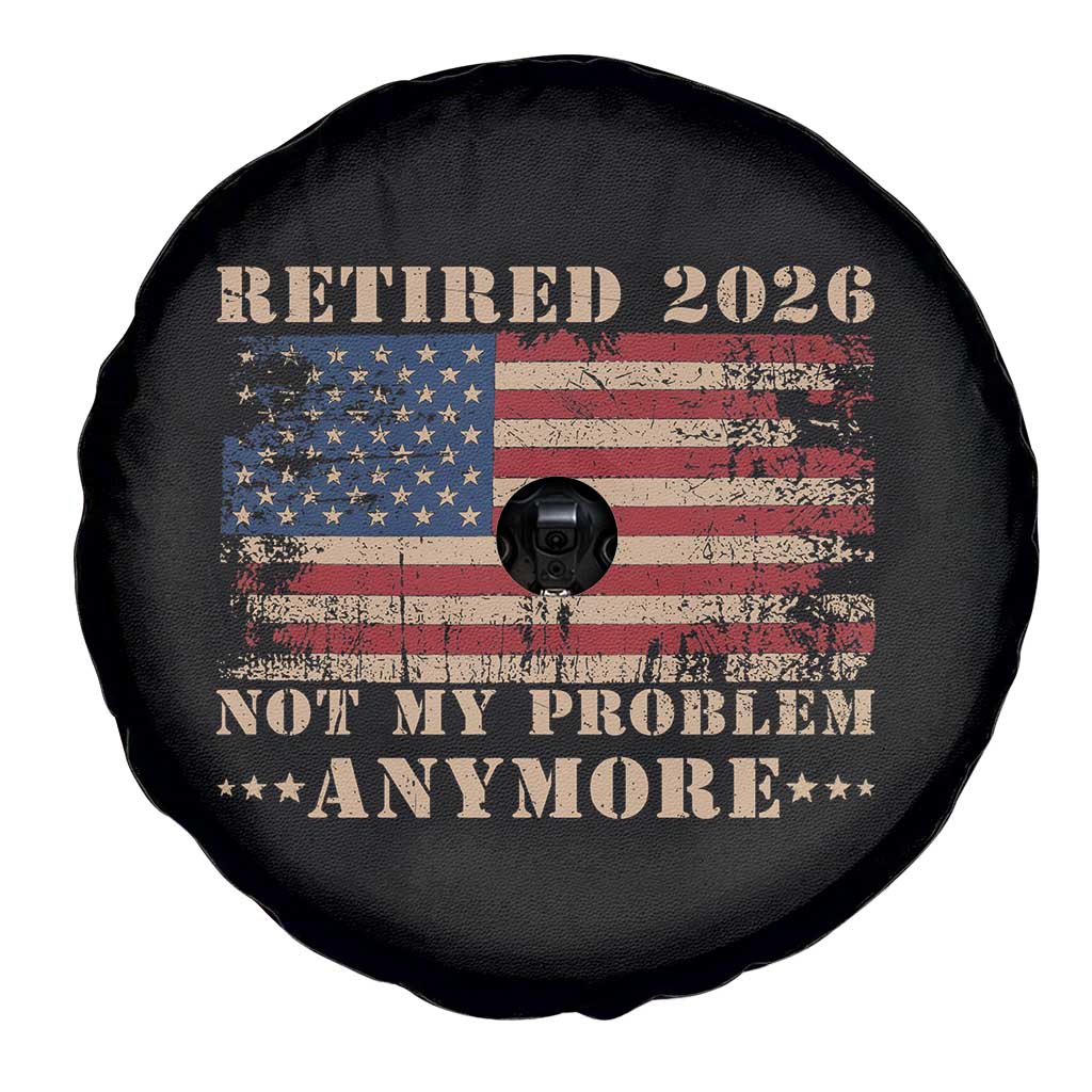 Vintage Retirement 2026 Spare Tire Cover Retired Not My Problem Anymore Retro American Flag