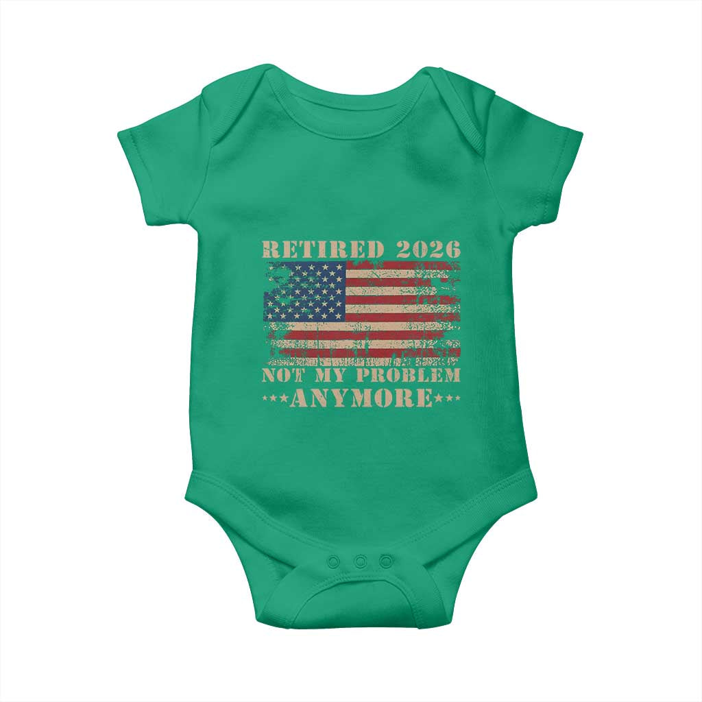 Vintage Retirement 2026 Baby Onesie Retired Not My Problem Anymore Retro American Flag