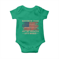 Vintage Retirement 2026 Baby Onesie Retired Not My Problem Anymore Retro American Flag