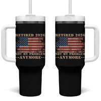 Vintage Retirement 2026 Tumbler With Handle Retired Not My Problem Anymore Retro American Flag