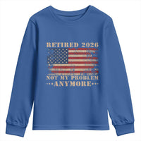 Vintage Retirement 2026 Youth Sweatshirt Retired Not My Problem Anymore Retro American Flag