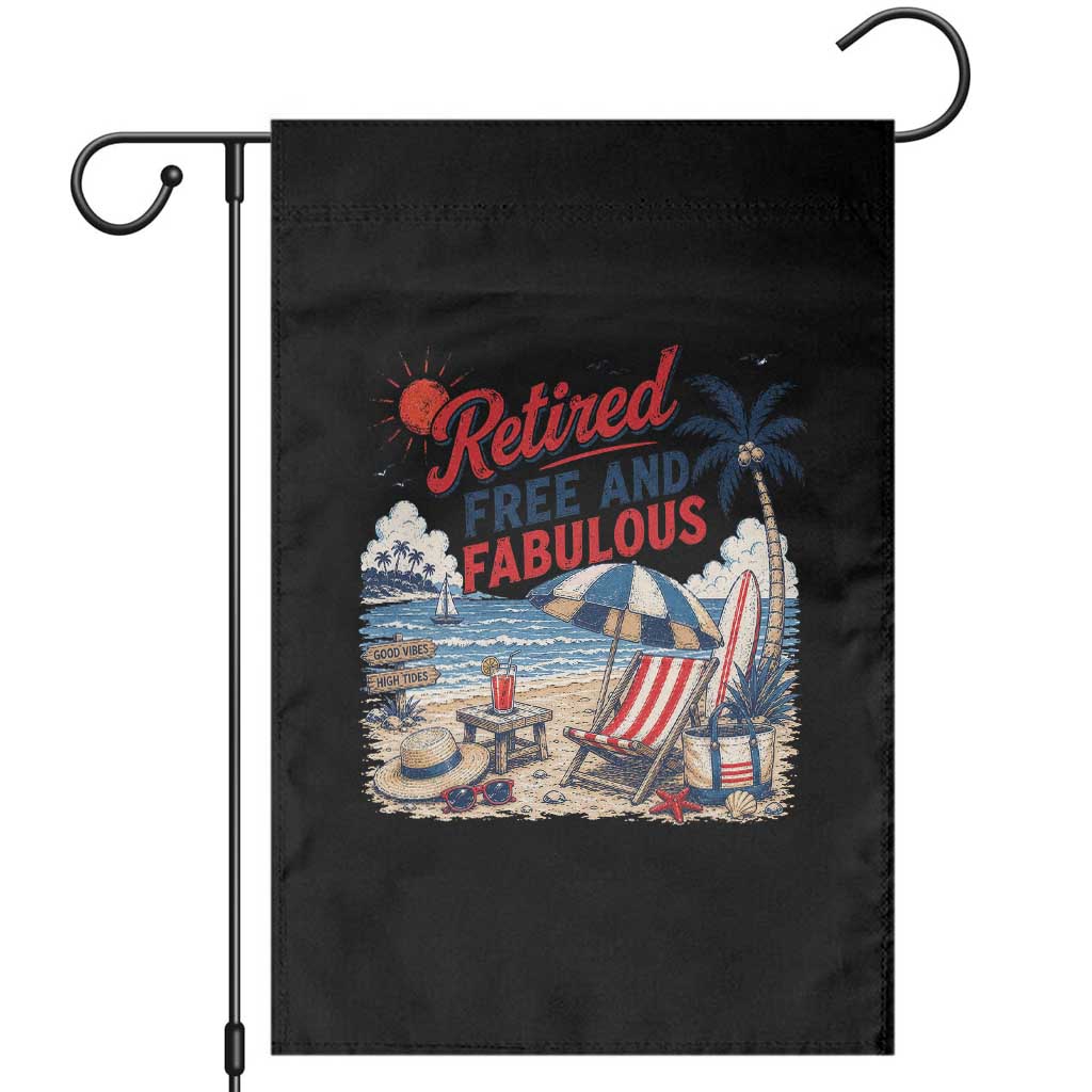 Retirement Gifts For Her Garden Flag Retro Retired Free And Fabulous Beach Summer Vacation Vintage
