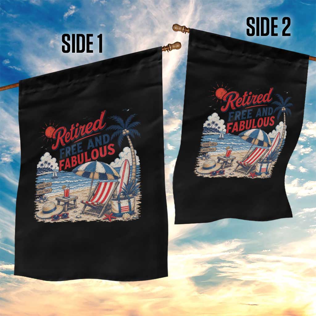 Retirement Gifts For Her Garden Flag Retro Retired Free And Fabulous Beach Summer Vacation Vintage
