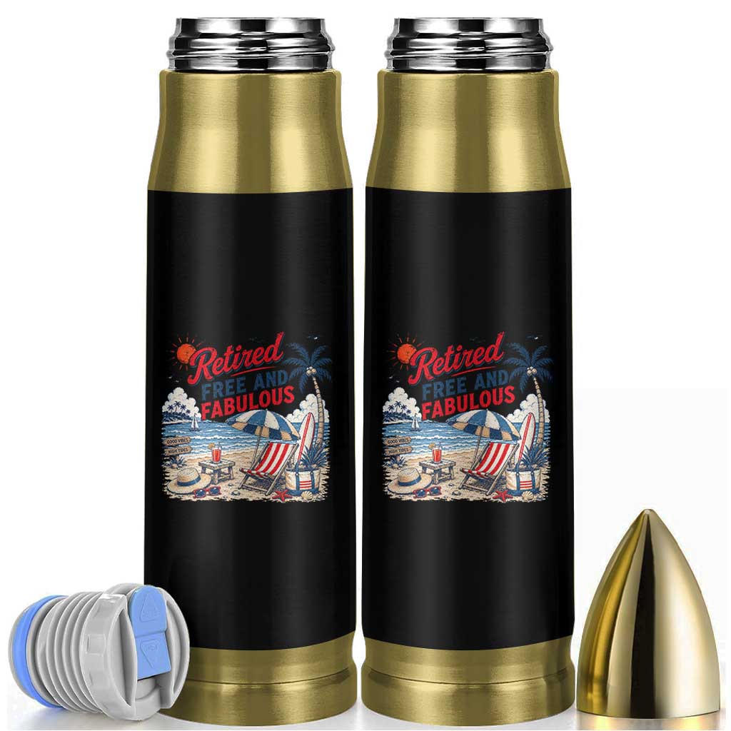 Retirement Gifts For Her Bullet Tumbler Retro Retired Free And Fabulous Beach Summer Vacation Vintage