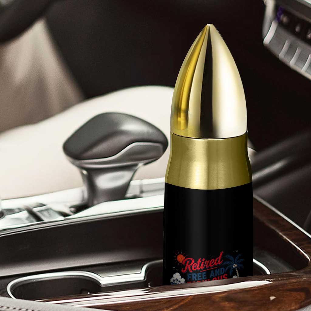 Retirement Gifts For Her Bullet Tumbler Retro Retired Free And Fabulous Beach Summer Vacation Vintage