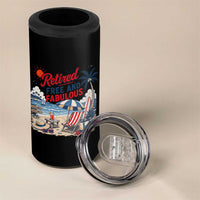 Retirement Gifts For Her 4 in 1 Can Cooler Tumbler Retro Retired Free And Fabulous Beach Summer Vacation Vintage