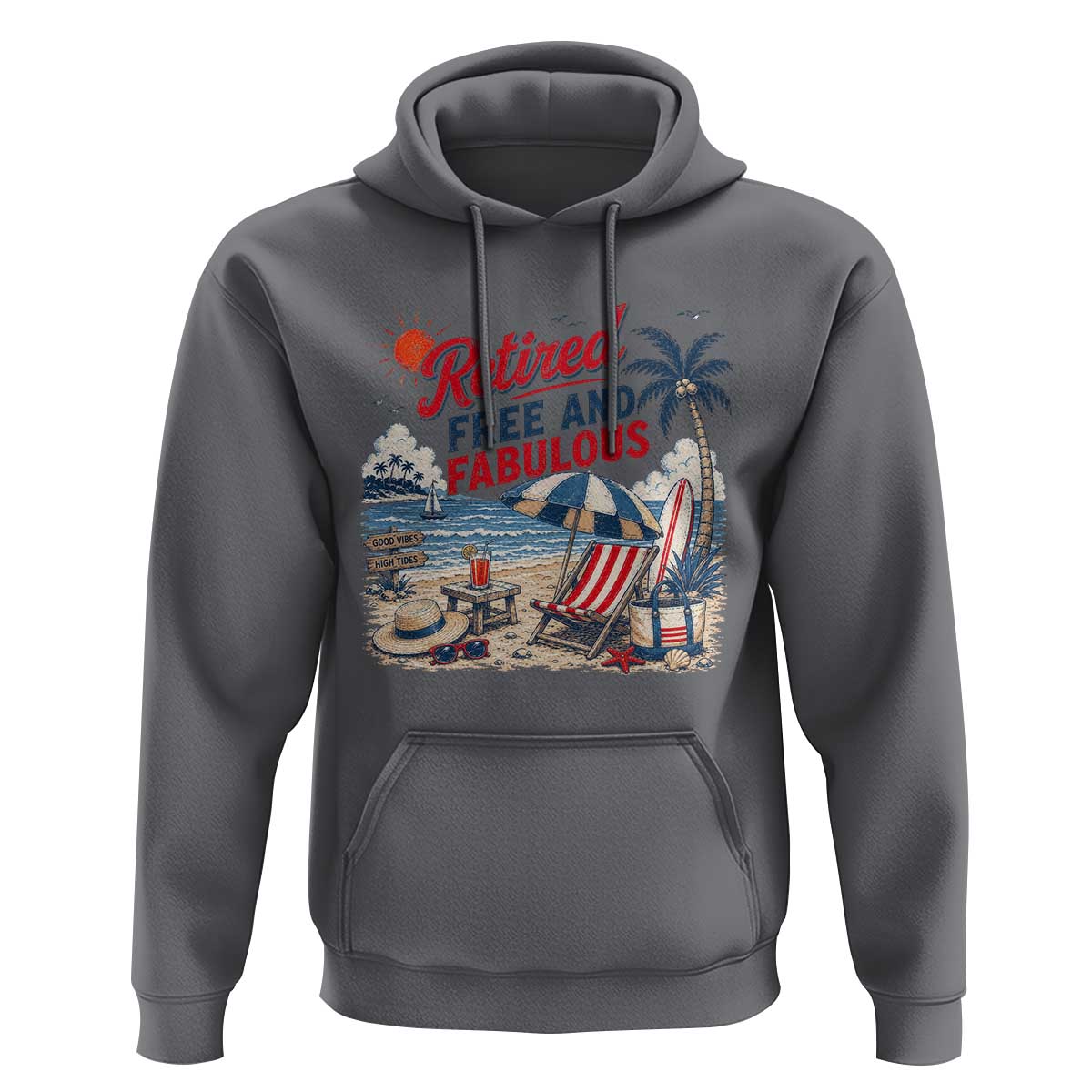 Retirement Gifts For Her Hoodie Retro Retired Free And Fabulous Beach Summer Vacation Vintage