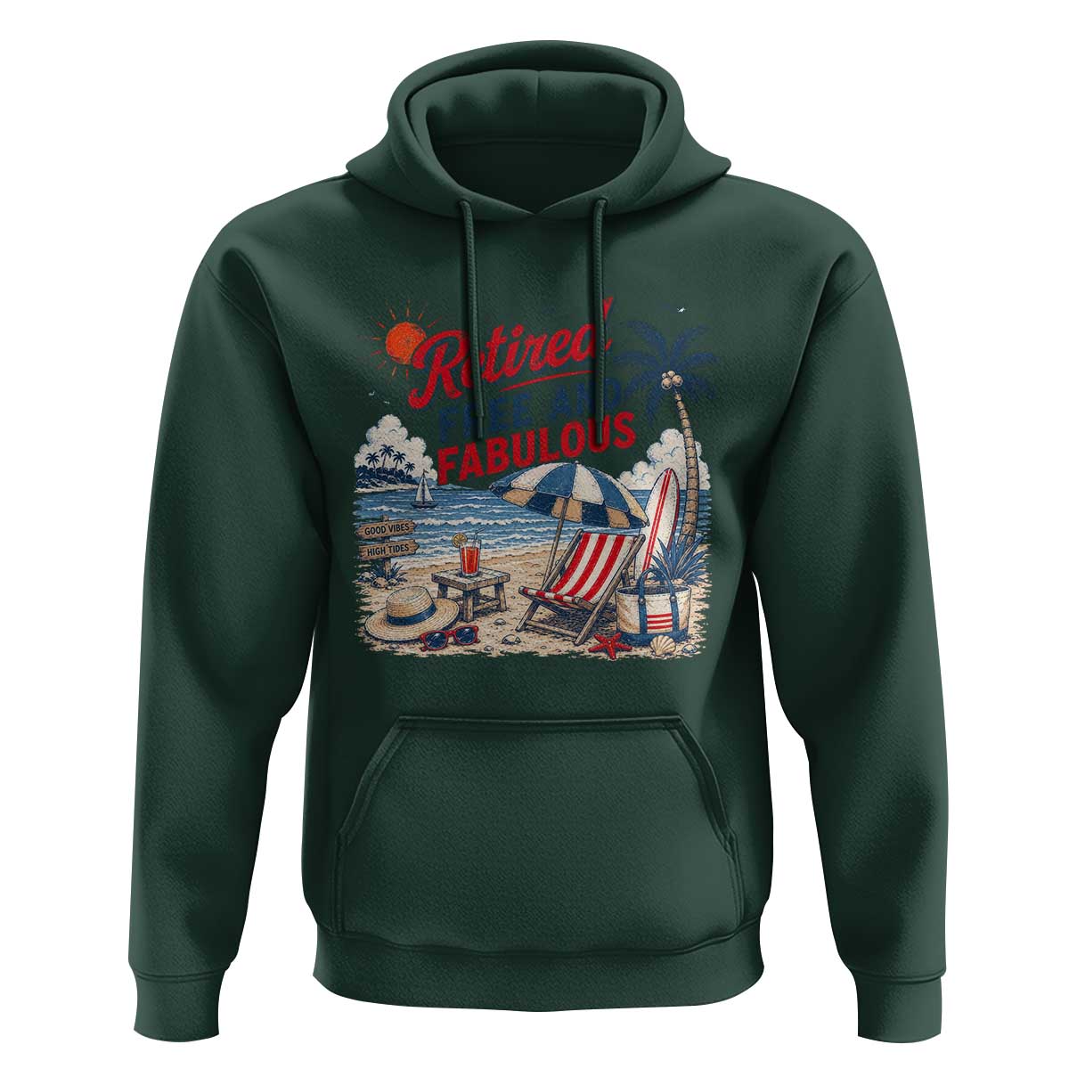 Retirement Gifts For Her Hoodie Retro Retired Free And Fabulous Beach Summer Vacation Vintage