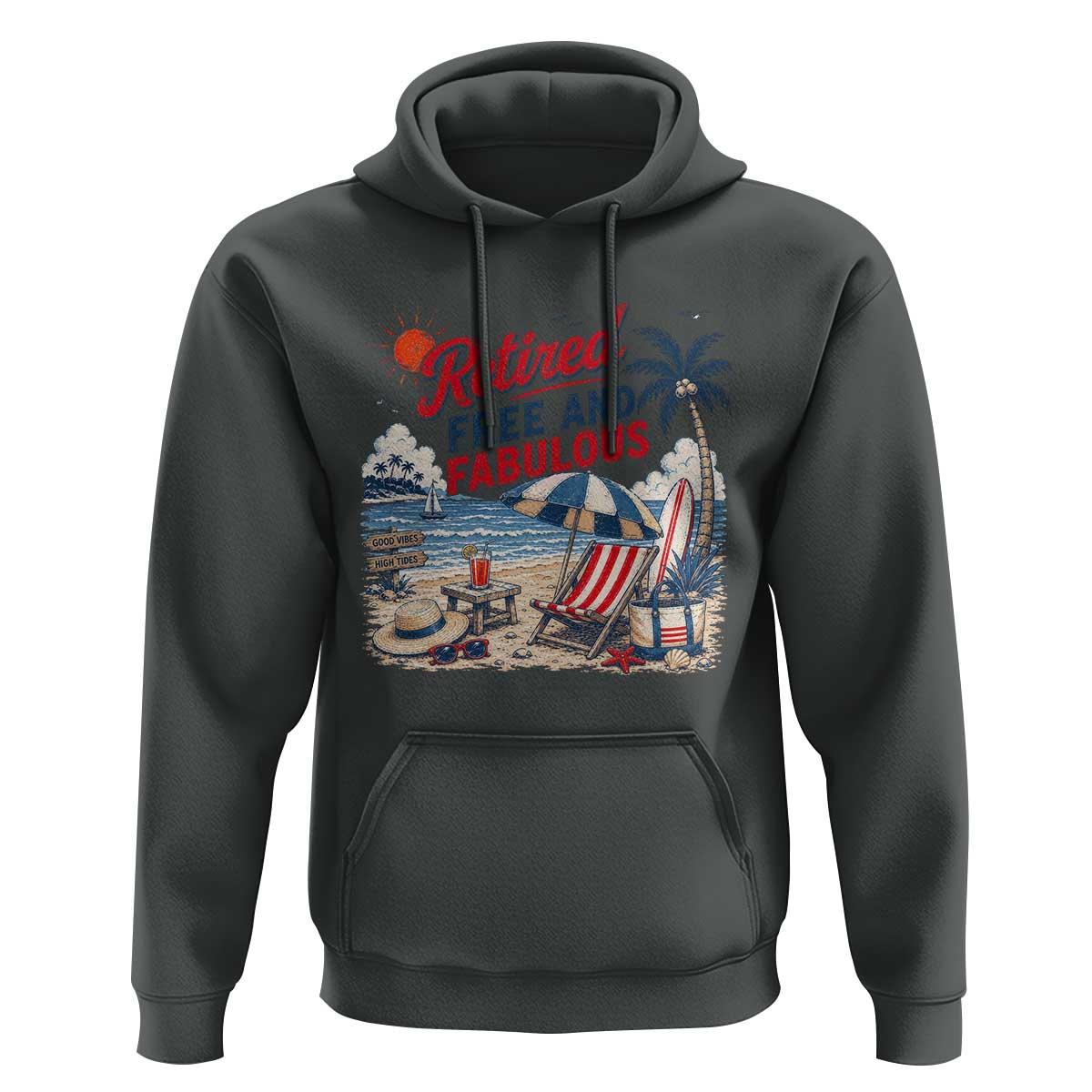 Retirement Gifts For Her Hoodie Retro Retired Free And Fabulous Beach Summer Vacation Vintage