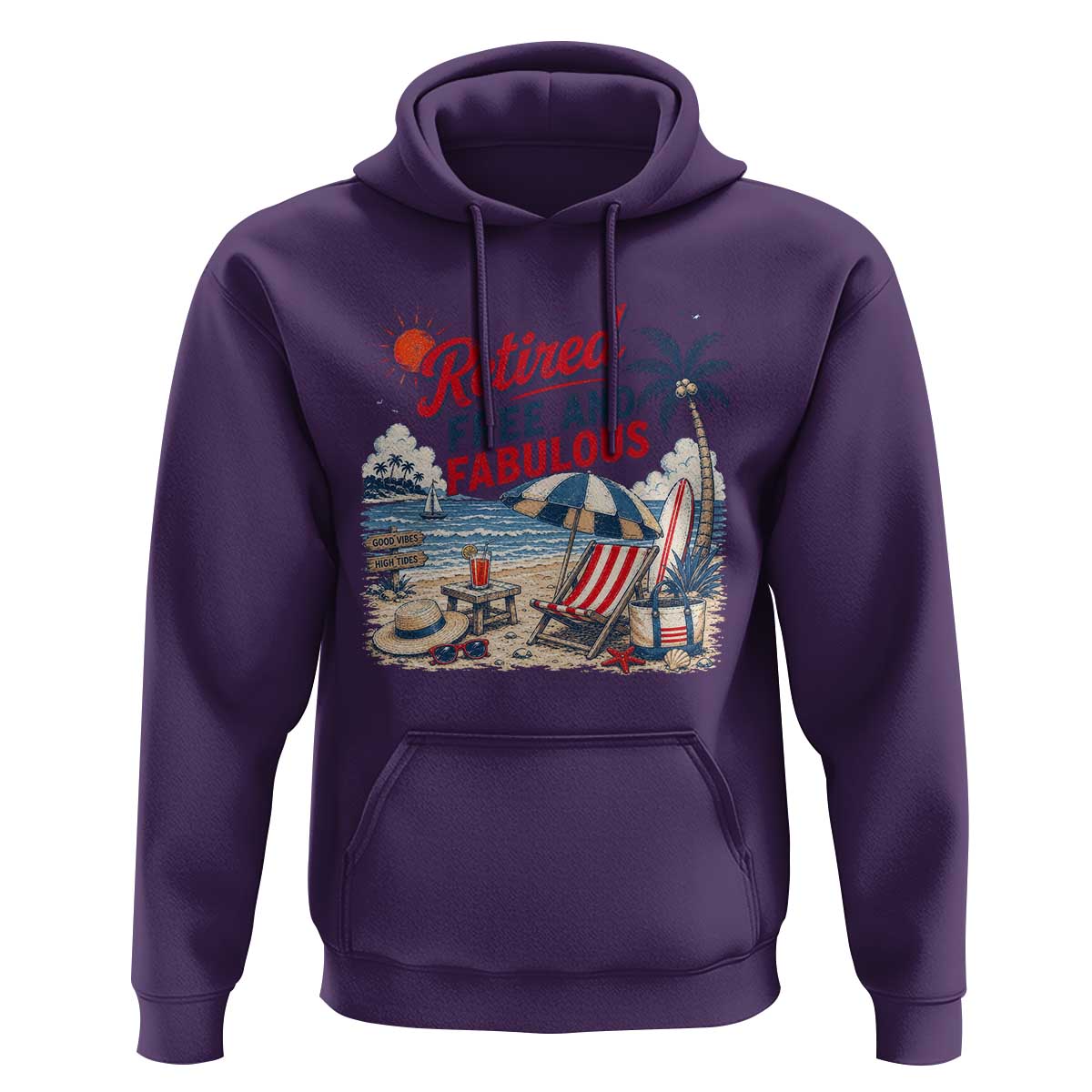 Retirement Gifts For Her Hoodie Retro Retired Free And Fabulous Beach Summer Vacation Vintage