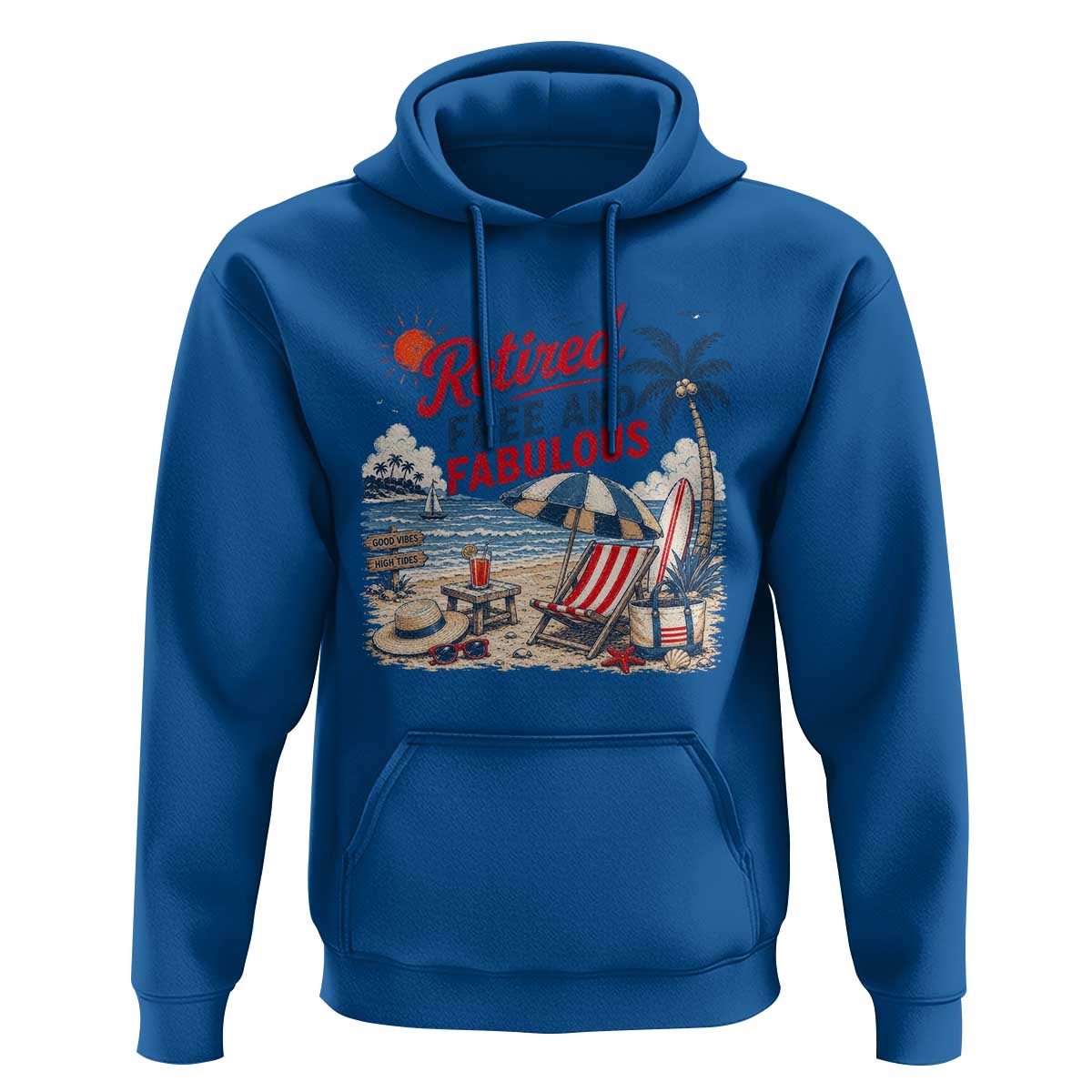 Retirement Gifts For Her Hoodie Retro Retired Free And Fabulous Beach Summer Vacation Vintage