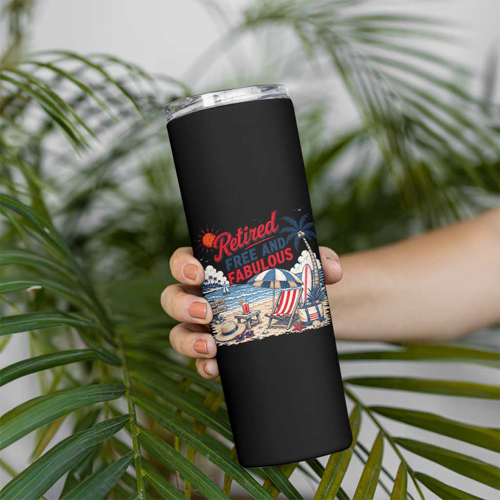 Retirement Gifts For Her Skinny Tumbler Retro Retired Free And Fabulous Beach Summer Vacation Vintage