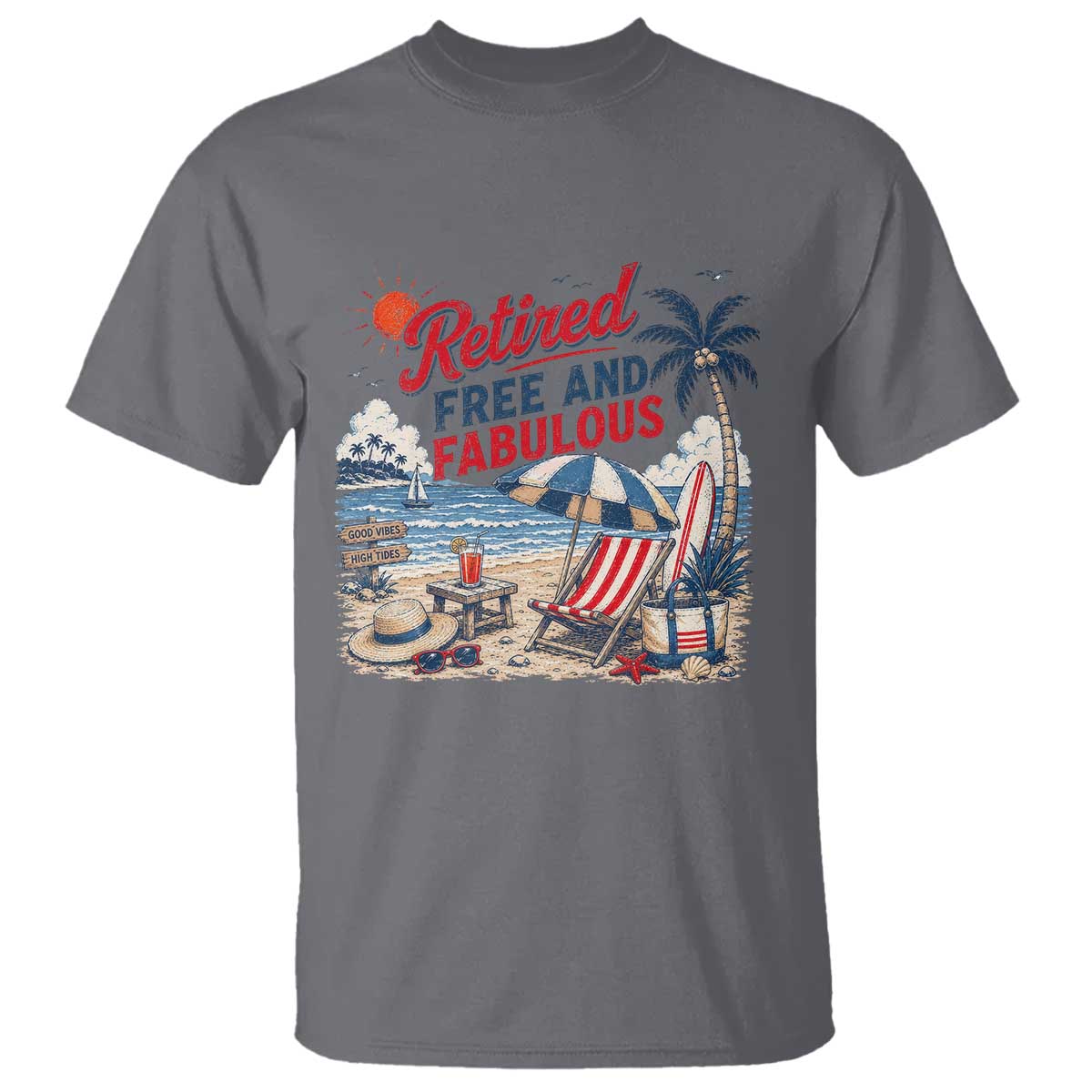 Retirement Gifts For Her T Shirt Retro Retired Free And Fabulous Beach Summer Vacation Vintage