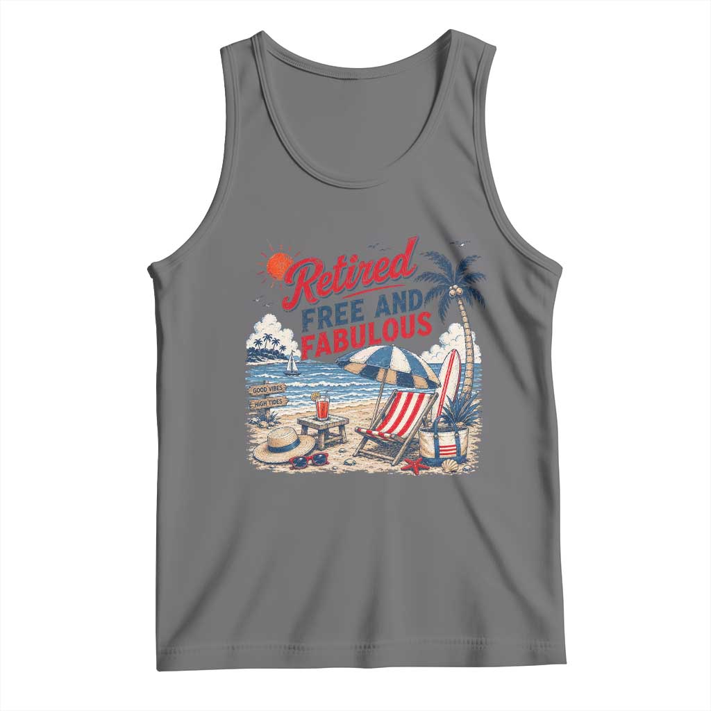 Retirement Gifts For Her Tank Top Retro Retired Free And Fabulous Beach Summer Vacation Vintage