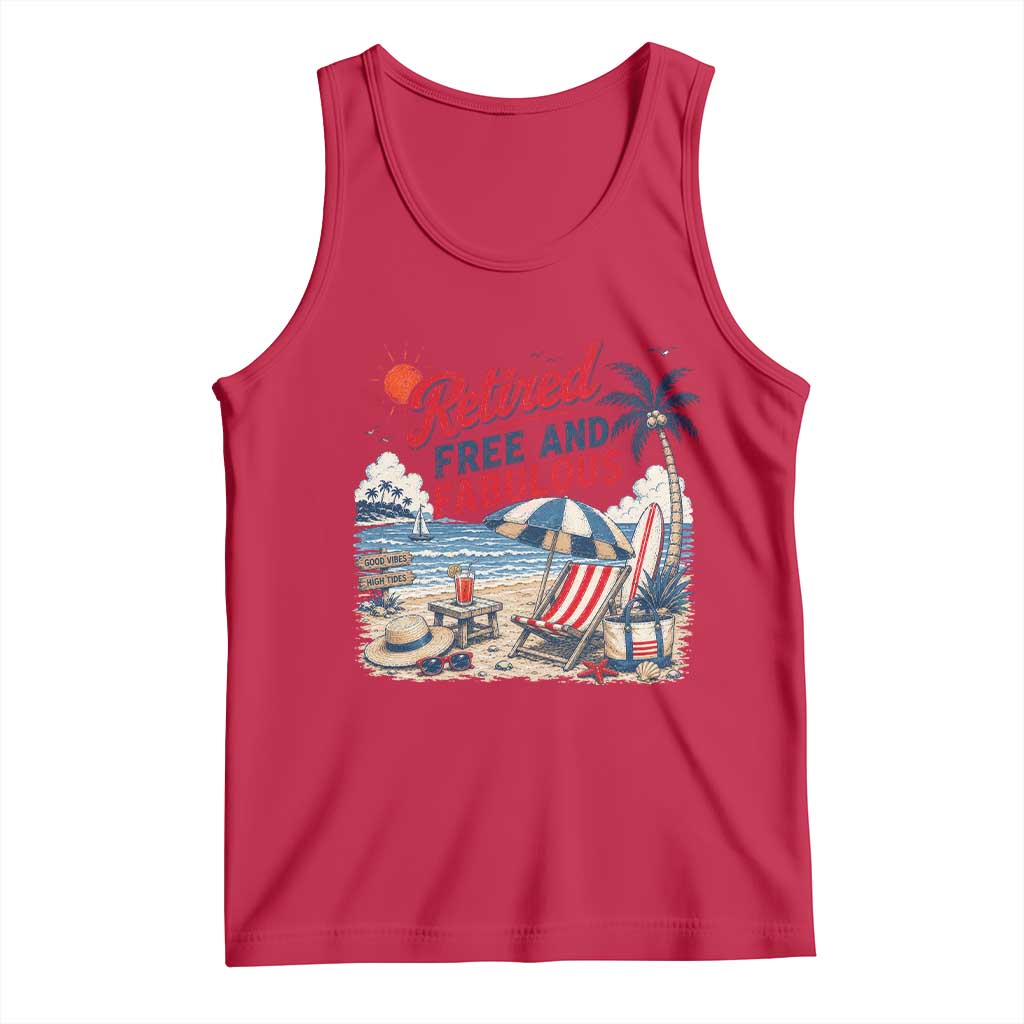 Retirement Gifts For Her Tank Top Retro Retired Free And Fabulous Beach Summer Vacation Vintage