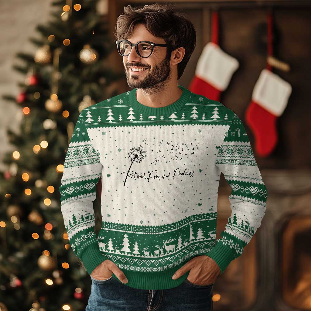 Happy Retirement Gifts For Woman Ugly Christmas Sweater Retired Free And Fabulous Dandelion