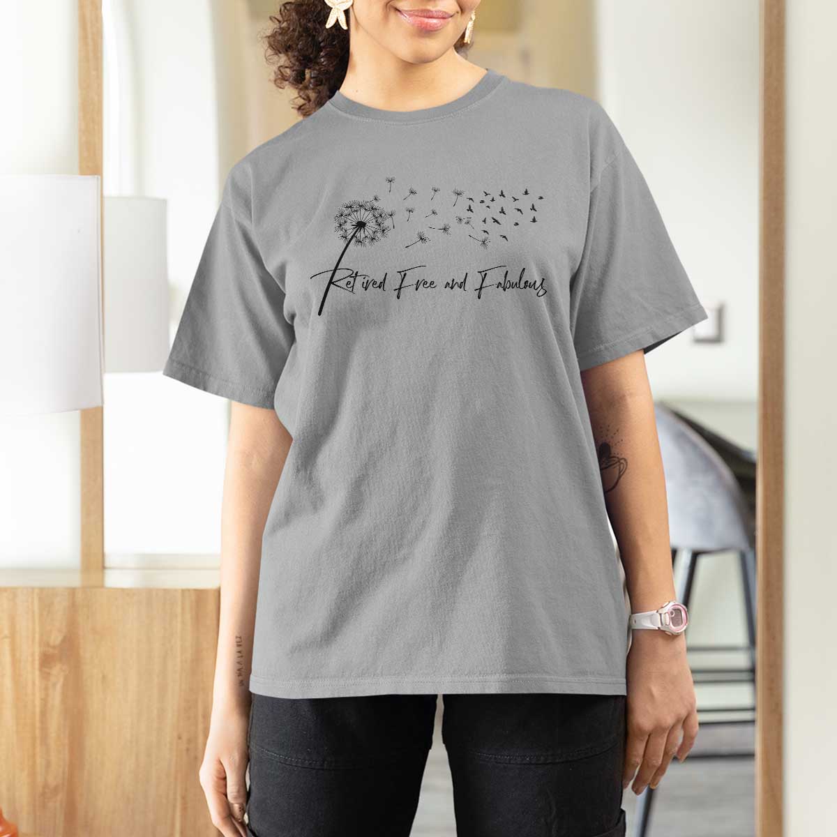 Happy Retirement Gifts For Woman T Shirt For Women Retired Free And Fabulous Dandelion