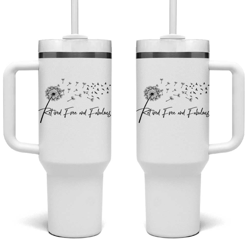 Happy Retirement Gifts For Woman Tumbler With Handle Retired Free And Fabulous Dandelion