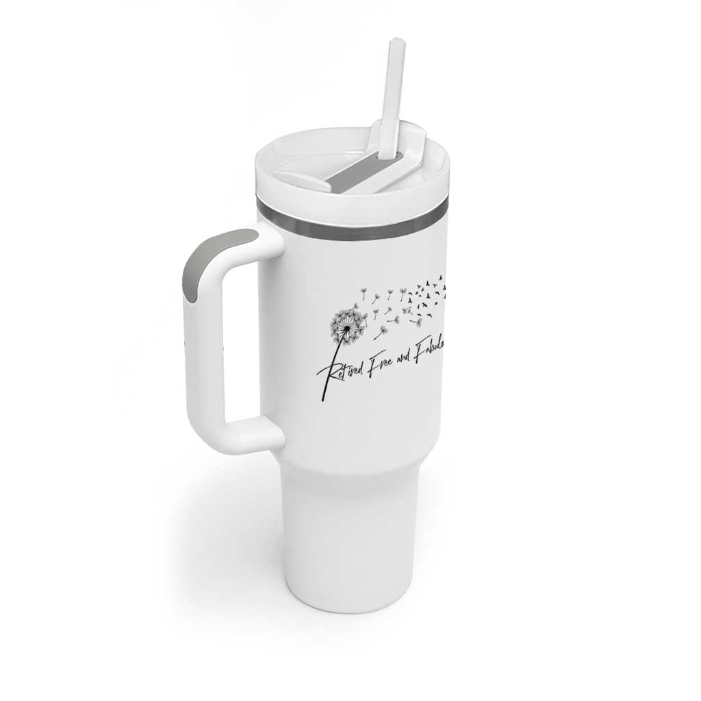 Happy Retirement Gifts For Woman Tumbler With Handle Retired Free And Fabulous Dandelion