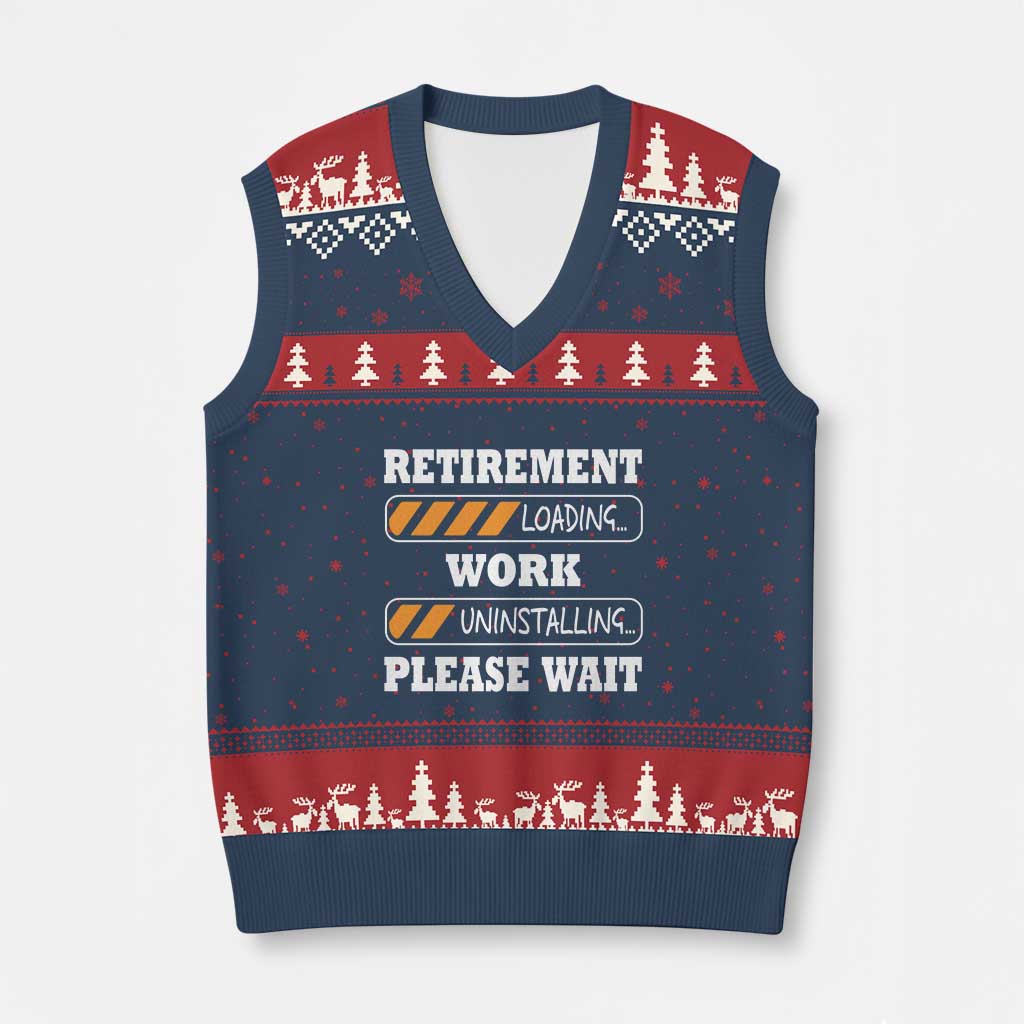 Retirement Loading V-Neck Knit Sweater Vest Work Uninstalling Soon To Be Retired Retiring