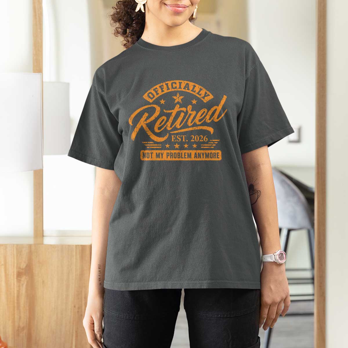 Official Retired 2026 T Shirt For Women Not My Problem Anymore Retro Vintage Retiring