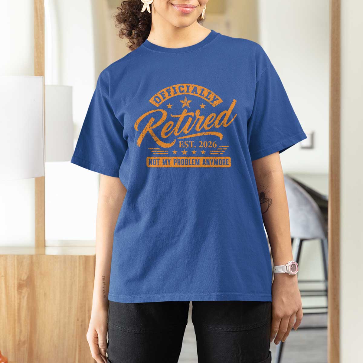 Official Retired 2026 T Shirt For Women Not My Problem Anymore Retro Vintage Retiring