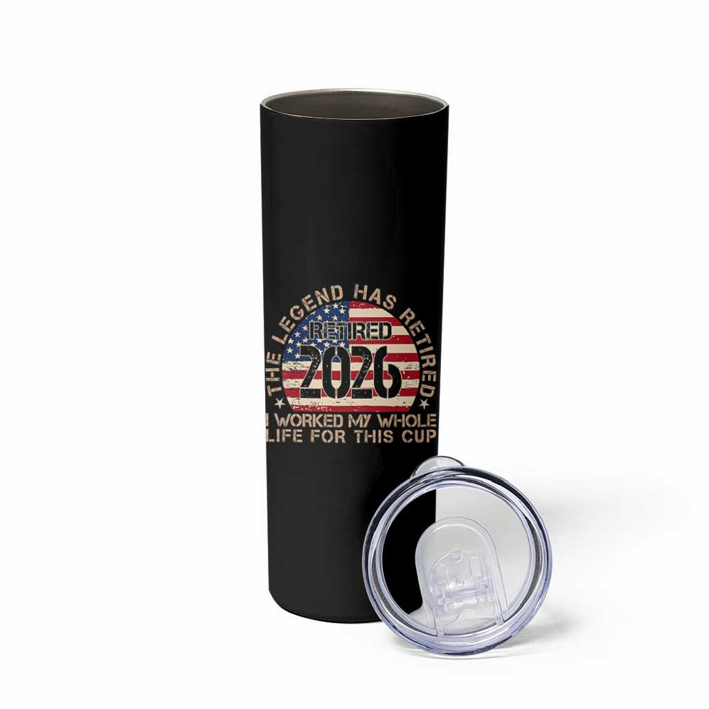 The Legend Has Retired 2026 Skinny Tumbler American Flag Coworker Retirement Gifts I Worked My Whole Life For This