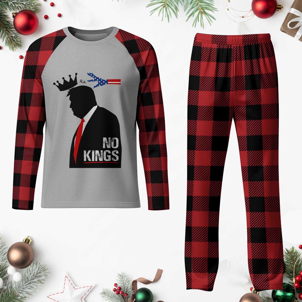 No Kings Plaid Pajama Set Funny Resist Meme - Wonder Print Shop
