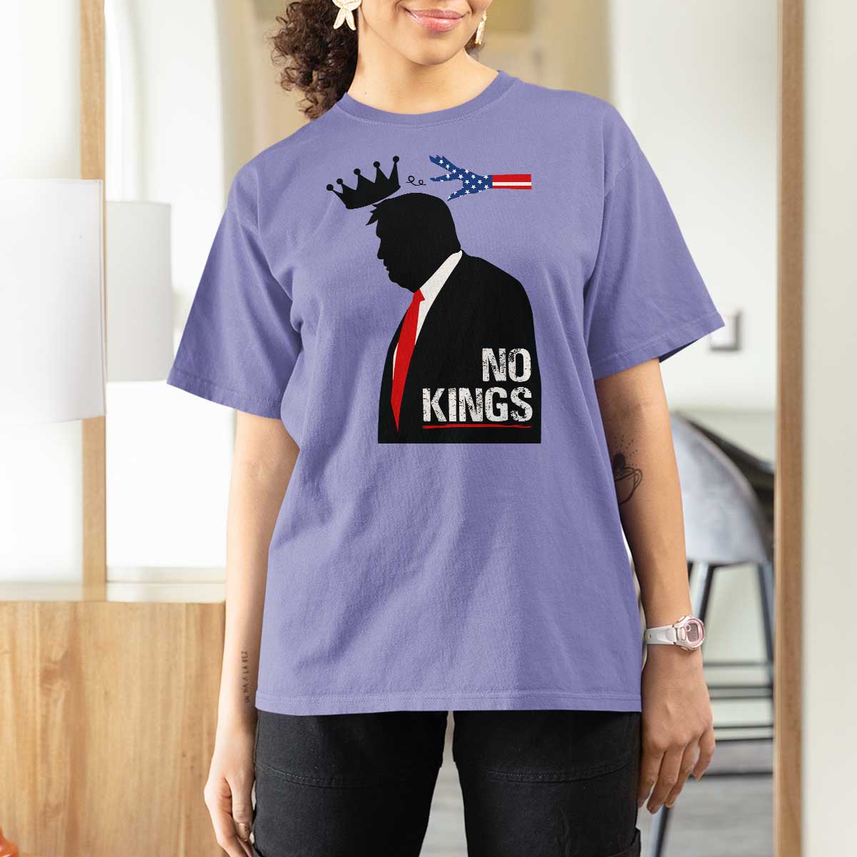 No Kings T Shirt For Women Funny Resist Meme - Wonder Print Shop