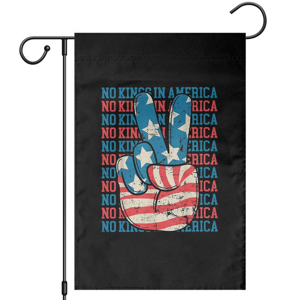No Kings In America Garden Flag USA Flag Peace Sign Hand 4th of July Patriotic - Wonder Print Shop